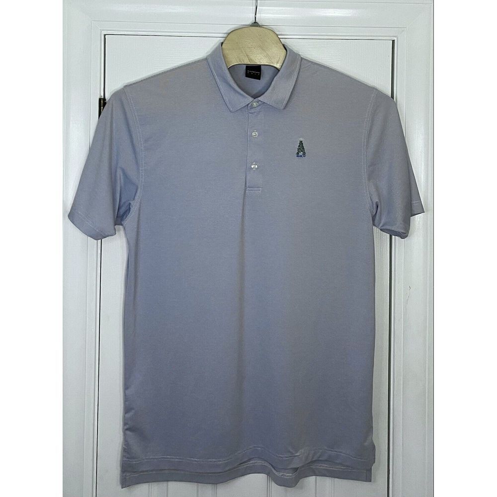 Dunning Golf Mens Short Sleeve Golf Polo Size XL Blue White Stripes Flaws